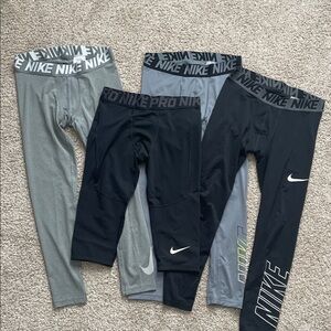 Nike Kids' Leggings Set - Black, Gray, and Silver
